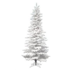 7.5' X 43" Unlit Artificial Flocked Slim White Tree with 1019 Tips