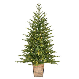 Vickerman 4' x 31" Gibson Slim Potted Pine Artificial Christmas Tree, Warm White Dura-lit LED Lights