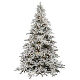 Vickerman 14' Flocked Utica Fir Artificial Christmas Tree, Pure White LED Lights