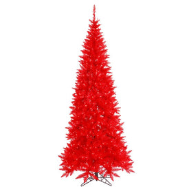 4.5' x 24" Pre-Lit Artificial Red Slim Fir Tree with 400 Tips and 200 Red Dura-Lit Lights