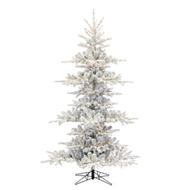 7.5' x 57" Pre-Lit Artificial Flocked Yukon Display Tree with 4MM Warm White LED Seed Lights