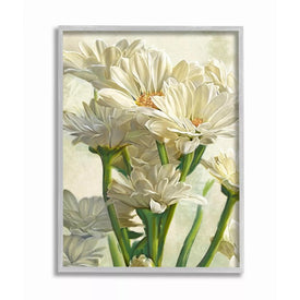 Study of White Daisy Petals Spring Florals 16"x20" Oversized Rustic Gray Framed Giclee Texturized Art