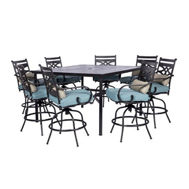 Montclair 9-Piece High-Dining Set with 8 Counter-Height Swivel Chairs and 60" Table