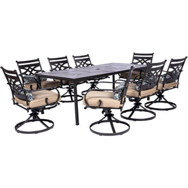 Montclair 9-Piece Dining Set with 8 Swivel Rockers and a 42" x 84" Table