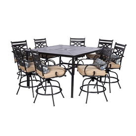 Montclair 9-Piece High-Dining Set with 8 Counter-Height Swivel Chairs and 60" Table