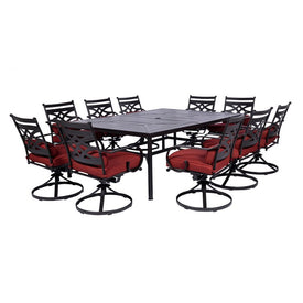 Montclair 11-Piece Dining Set with 10 Swivel Rockers and a 60" x 84" Table