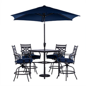 Montclair 5-Piece High-Dining Set with 4 Swivel Chairs, 33" Counter-Height Dining Table and 9-Ft. Umbrella