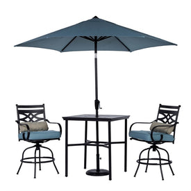 Montclair 3-Piece High-Dining Set with 2 Swivel Chairs, 33" Square Table and 9-Ft. Umbrella