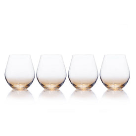 Gianna Ombre Amber Stemless Glasses Set of 4
