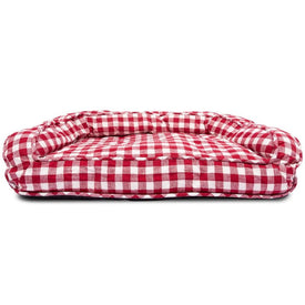 Buffalo Check Small Ortho Lounger Pet Bed - Red/Natural