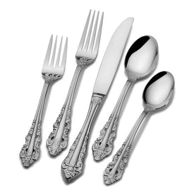Antique Baroque 65-Piece Stainless Steel Flatware Set, Service for 12
