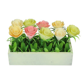 9.5" Yellow and White Potted Spring Artificial Flowers