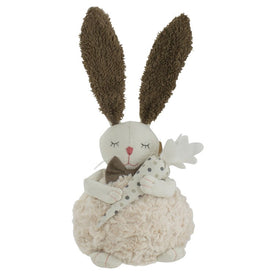 14" Beige and Brown Plush Easter Bunny Rabbit Holding a Carrot Spring Figure
