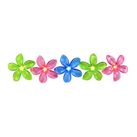 2.5" Pink Blue and Green Flower Patio and Garden Novelty Lights Set of 10