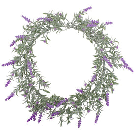 16" Pre-Lit Artificial Pink Lavender Spring Wreath with White LED Lights