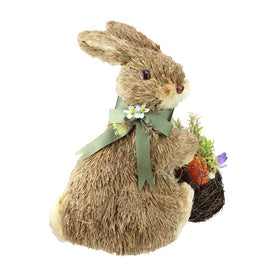 11.25" Sitting Bunny Wearing Green Scarf Facing Right Figure