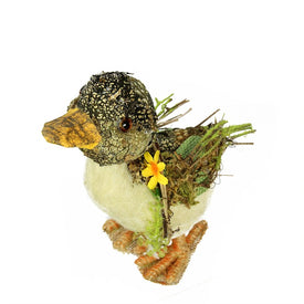 4.25" Brown Ivory and Orange Standing Duck Spring Tabletop Decoration