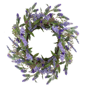 18" Purple and Green Lavender Artificial Spring Floral Wreath