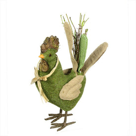 15" Green and Brown Decorative Standing Chicken Spring Tabletop Figure