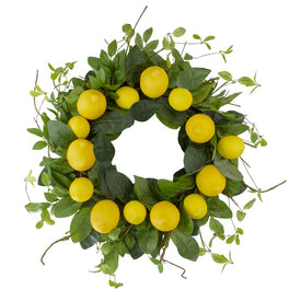 20" Yellow and Green Lemons and Assorted Foliage Spring Wreath