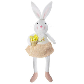 24" White and Pink Girl Bunny Rabbit Easter and Spring Tabletop Figure