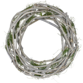 14" Unlit Twig and Moss White Artificial Spring Wreath