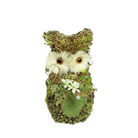 8.5" Brown and Green Decorative Owl Spring Tabletop Figure