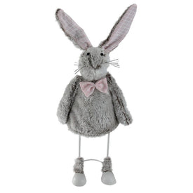 17" Gray and Pink Spring Loaded Rabbit Tabletop Easter Figure