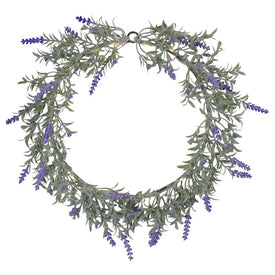 16" Pre-Lit Artificial Lavender Spring Wreath with White LED Lights