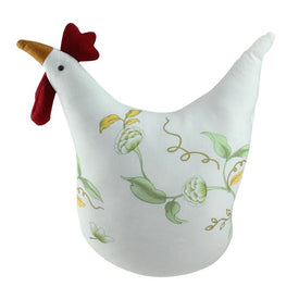 12" White Soft Green and Yellow Floral Rooster Chicken Spring Decoration