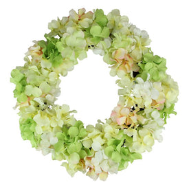 15" Yellow Hydrangea Twig Artificial Floral Wreath