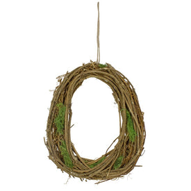 11" Grapevine Twig and Moss Egg-Shaped Artificial Spring Wreath
