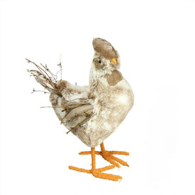 15.75" Brown and Orange Chicken Spring Tabletop Figure