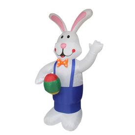 7' Inflatable Lighted Standing Easter Bunny with Eggs Outdoor Decoration