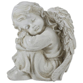 9.5" Ivory Resting Angel Outdoor Patio Garden Statue