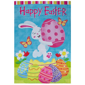 28" x 40" Happy Easter Bunny with Eggs Outdoor House Flag