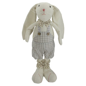 14.5" Beige and Cream Standing Boy Bunny Rabbit Spring Figure