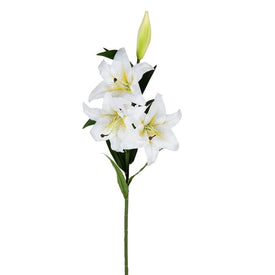 36" Artificial White and Yellow Lily Sprays 2-Pack