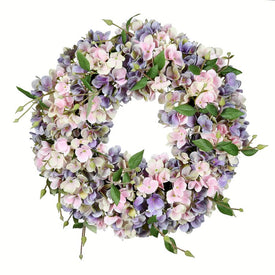 18" Artificial Blue Pink Hydrangea Wreath