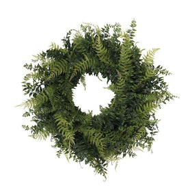 24" Artificial Buckler Fern and Green Grass Wreath