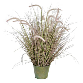 34" Artificial Green Cattail Grass in Iron Pot