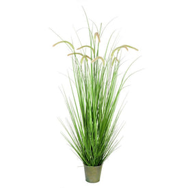 Vickerman 48" Artificial Potted Green Grass and Cattails.