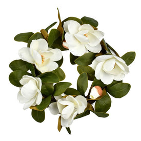 22" Artificial White Magnolia Wreath