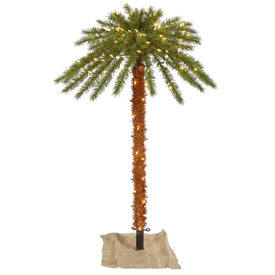6' Artificial Outdoor Palm Tree with 67 Tips and 300 Clear DuraLit Lights