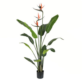 4' Artificial Bird of Paradise Palm Tree with 11 Leaves in Pot