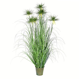 48" Artificial Green Cyperus Grass in Iron Pot