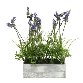 15" Artificial Lavender Plant in Rectangular Wood Pot