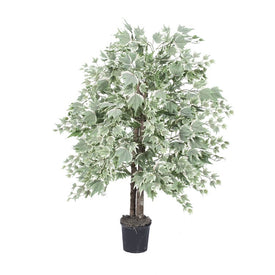 4' Artificial Frosted Maple Bush in Plastic Pot