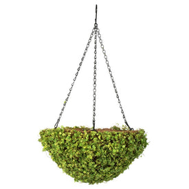 12" Artificial Green Mini Leaves in Hanging Basket