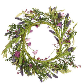 24" Artificial Purple Lilac Wild Flower Wreath